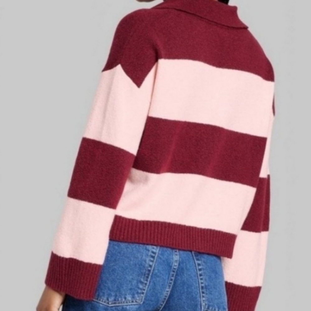Wild Fable Sweater Womens S Pink Stripe Long Sleeve NEW - Picture 4 of 9
